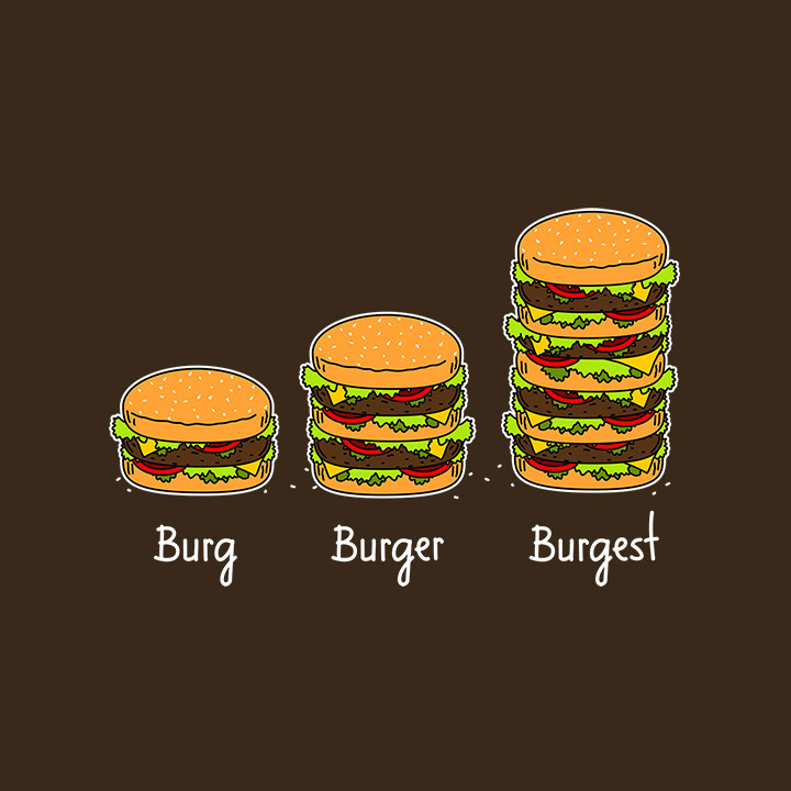 Burg burger burgest - cartoon illustration that went viral. Created to be sold on T-shirts.
