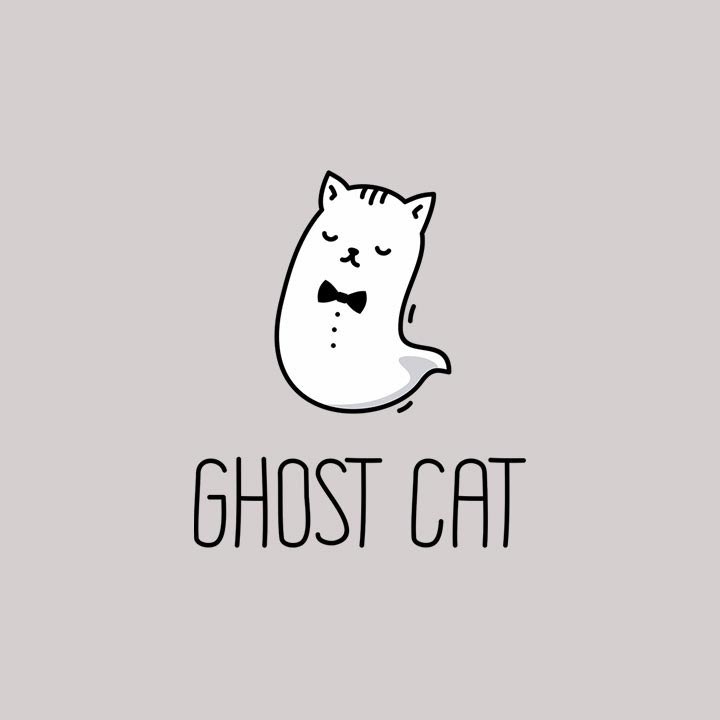 Ghost cat - craft beer logo.