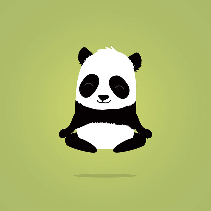 Mindfull panda levitating. Cute character illustration created to be sold on T-shirts.