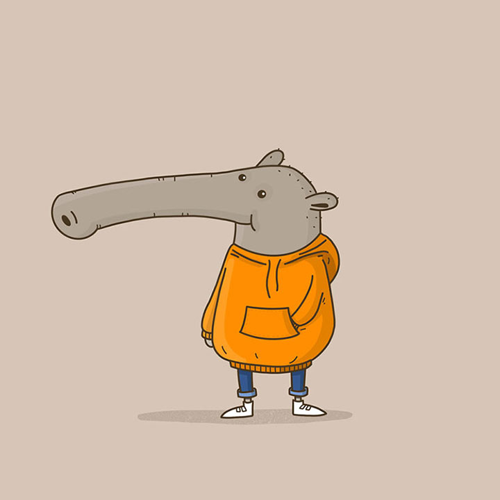 Funny anteater character illustration.